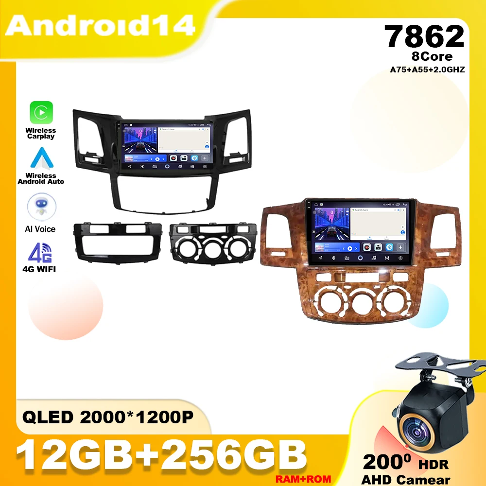 

Android 14 для Toyota Fortuner Hilux 2007 2008 2012 2014 2015 Автомобильный радиоплеер Мультимедийная навигация GPS WIFI 4G DSP RDS DVD BT