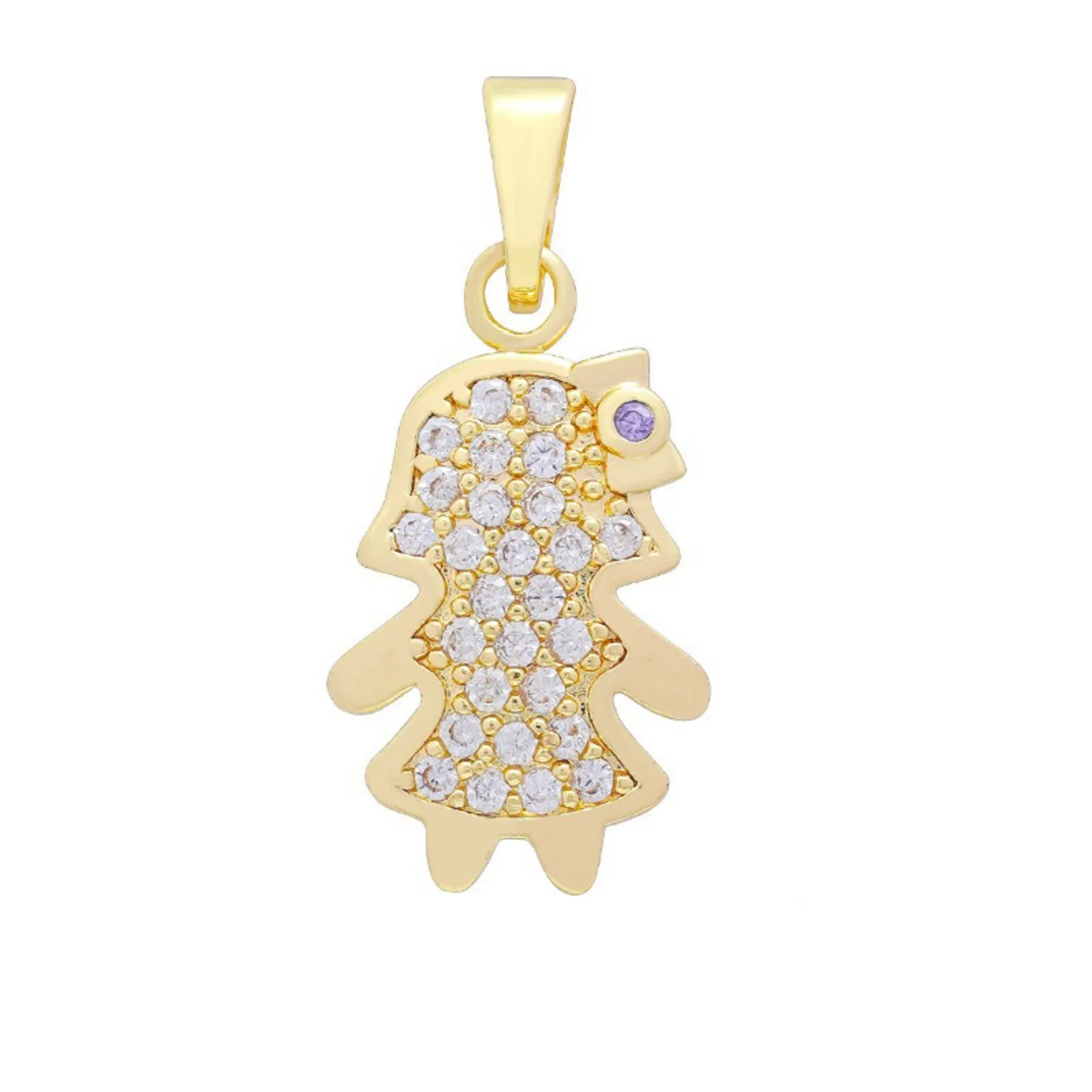 2pcs Boy Girl Charms Micro Pave Clear Cubic Zirconia Micro Pave Brass 18K Gold Plated Pendants For DIY Necklace Earrings Making