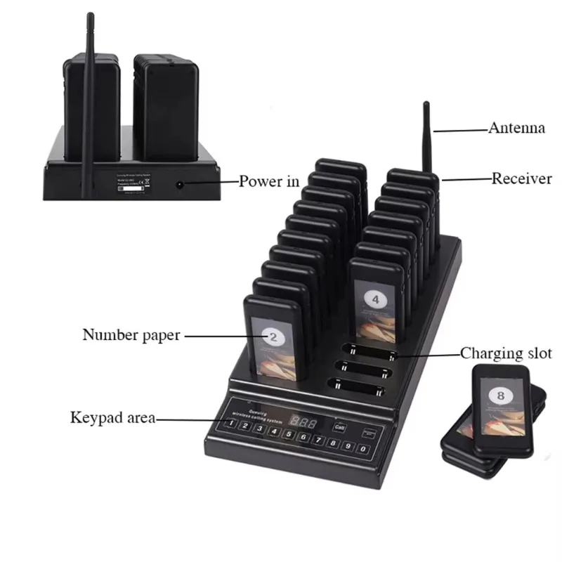 Wireless Calling Machine Pager Queue Vibration Meal Pager Export Wireless Meal Paging Calling System