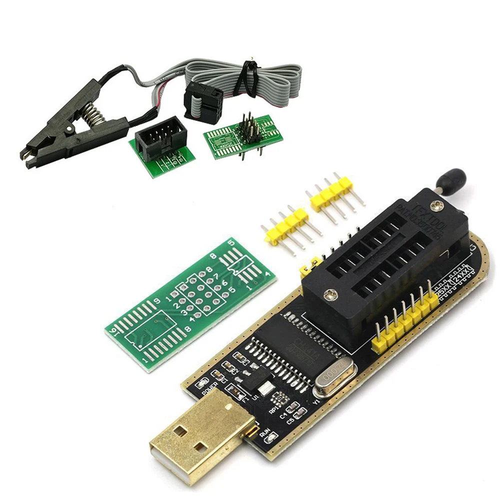 CH341 USB Programmer EEPROM Flash BIOS with SOP8 SOP Test Clip Smart Electronics 24 25 93 Series Module IC Socket SPI Pin