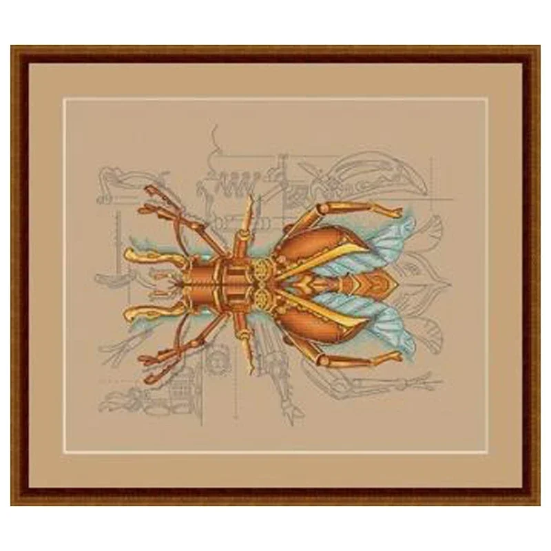 Amishop Gold Collection Kreuzstichset mit Zählmuster, Käfer, Goldvogel, Steampunk, Insekt, Vintage, Retro, 9963