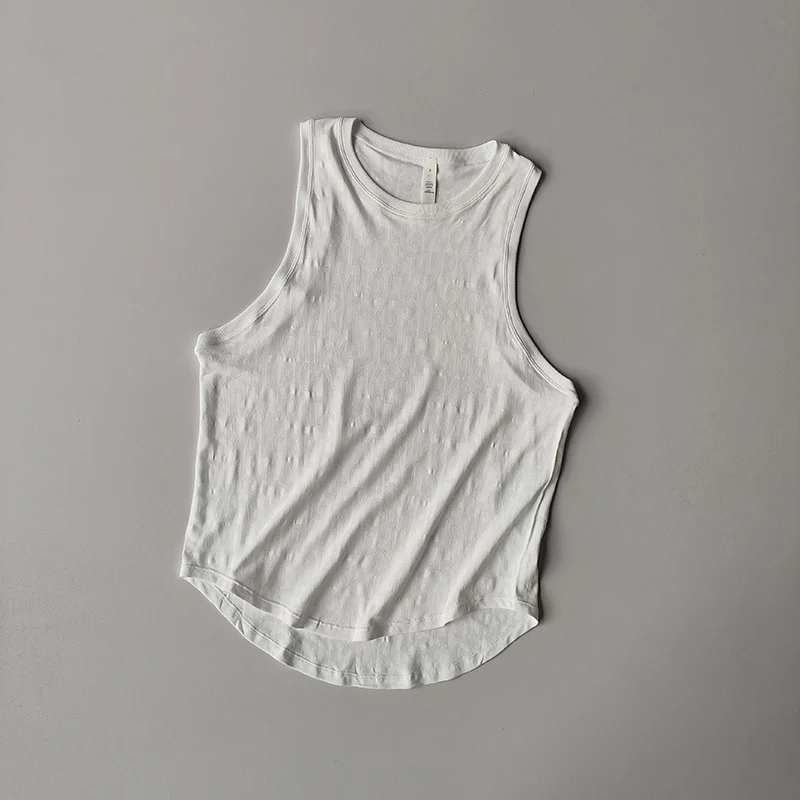 I-förmige Sportweste für Damen im Sommer, leichter Buchdruck, lockere Yoga-Kleidung, Trägerweste, Jogging-Marathon-Top ohne Ärmel – Detail 7