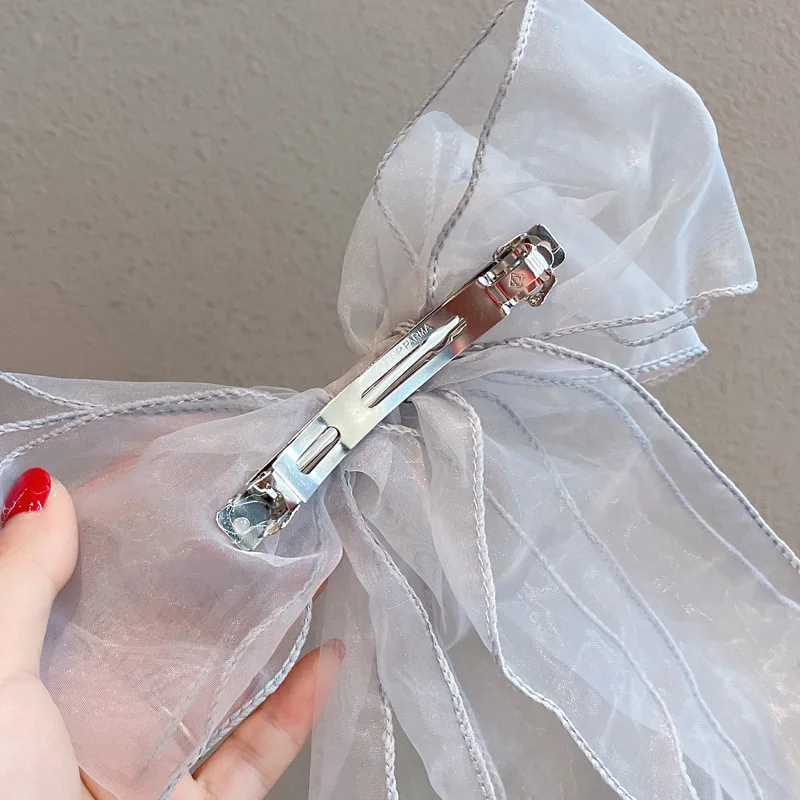 Horquilla de lazo de Organza de doble capa para mujer, pinzas para el cabello de primavera dulce, accesorios para el cabello de moda para niña 2023