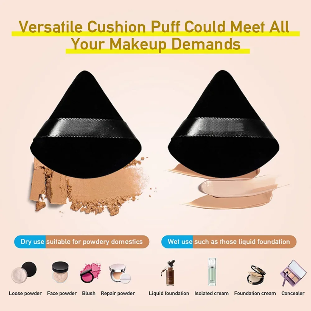 2/6Pcs Triangle Powder Puff Soft Velvet Cosmetic Puff Face Makeup Sponge Foundation Puff Makeup Blender Beauty Make Up Tools