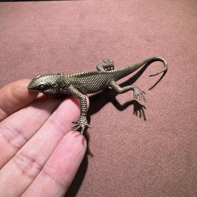 Little Fairy/ Imitate Ancient Solid Brass Lizard Play Ornament Tea Pet Miniature Retro Statue