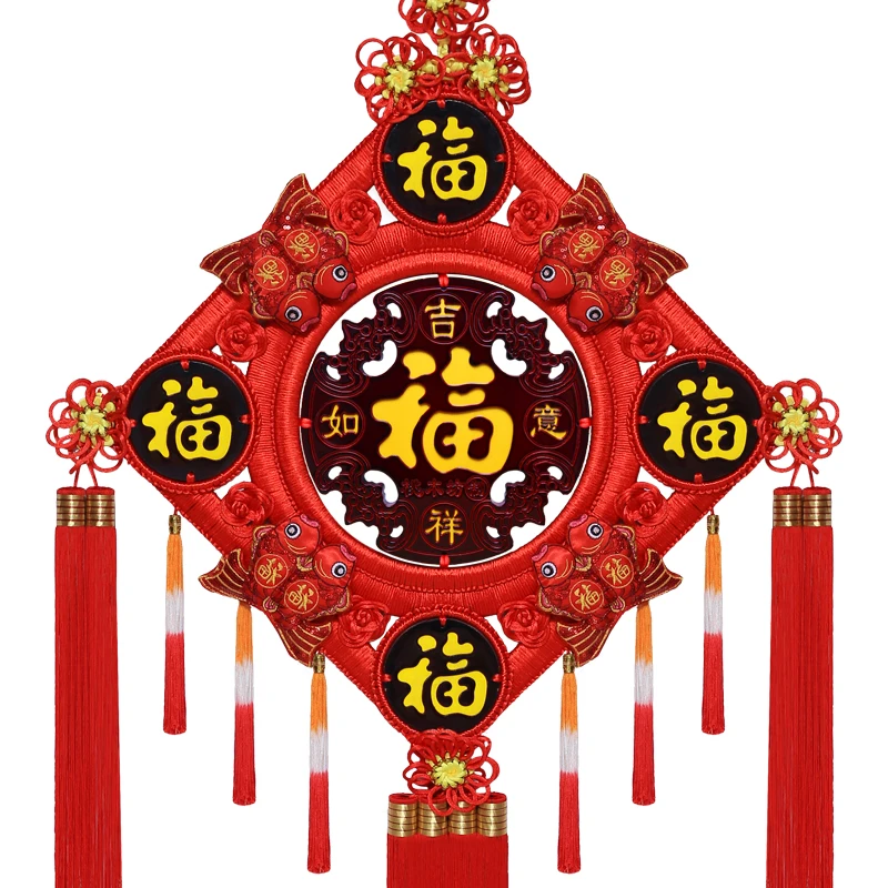 

Китайский узел, кулон для гостиной, большой кулон из красного дерева, персонаж Фу, новоселье, крыльцо, фон, стена, новое китайское украшение e