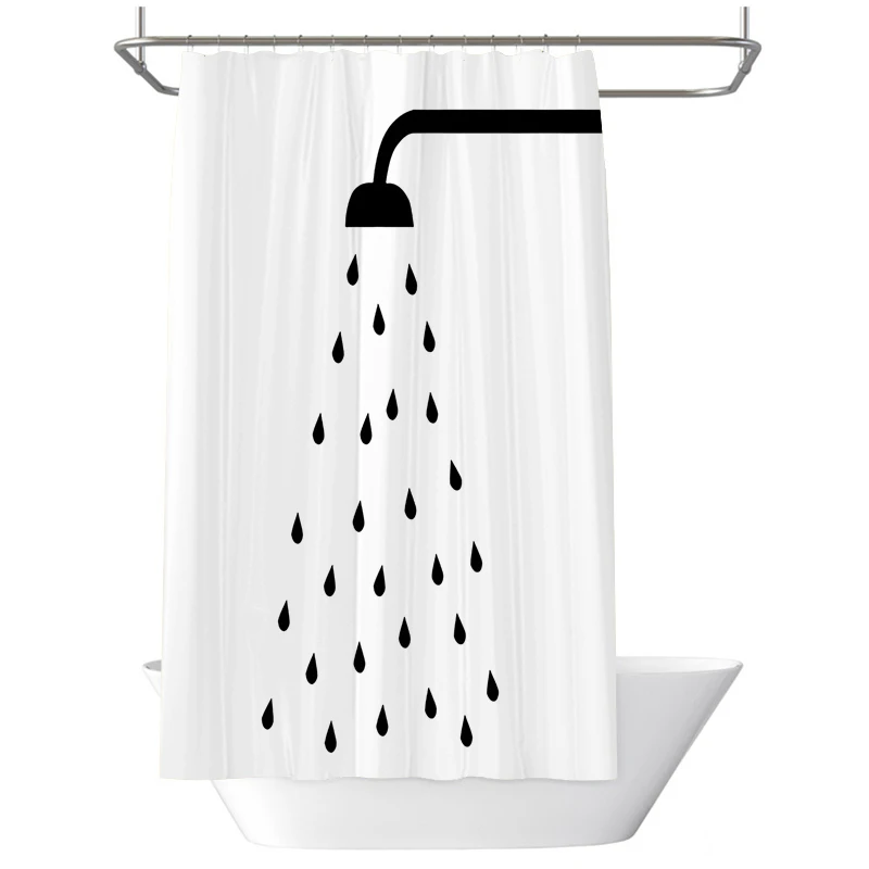 Nordic Modern Minimalist Raindrop Shower Curtain Creativity Art Bathroom Bath Curtain With Hooks Waterproof Fabric Bathtub Decor