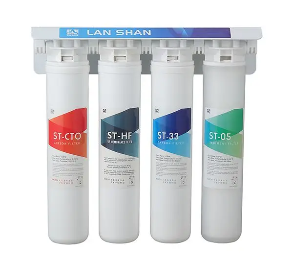 Lan Shan EQ4 Household Counter Top Plastic Manual 4-Stage Water Filter with Twist-Lock Quick-Change Cartridge Technology 50 GPD