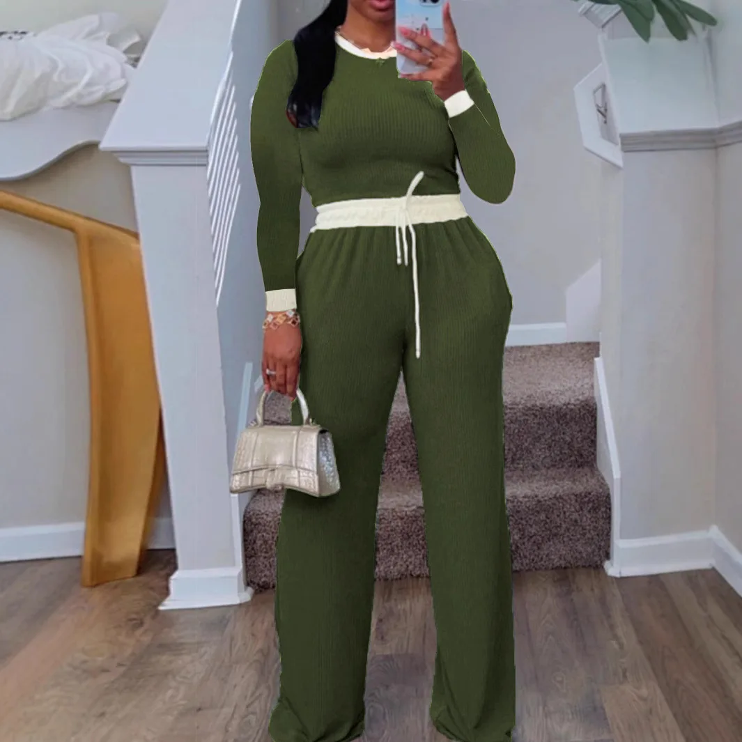 

2 Pieces Women's Sets 2025 Spring Autumn Splicing Pullover Suit Tops And Pants Suits Two Piece Set Matching Tracksuit Outfit