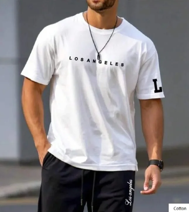 تي شيرت قطني عالي الجودة مطبوع عليه لوس أنجلوس يرمز حبك لمدينة النجوم رائعة للاستخدام اليومي