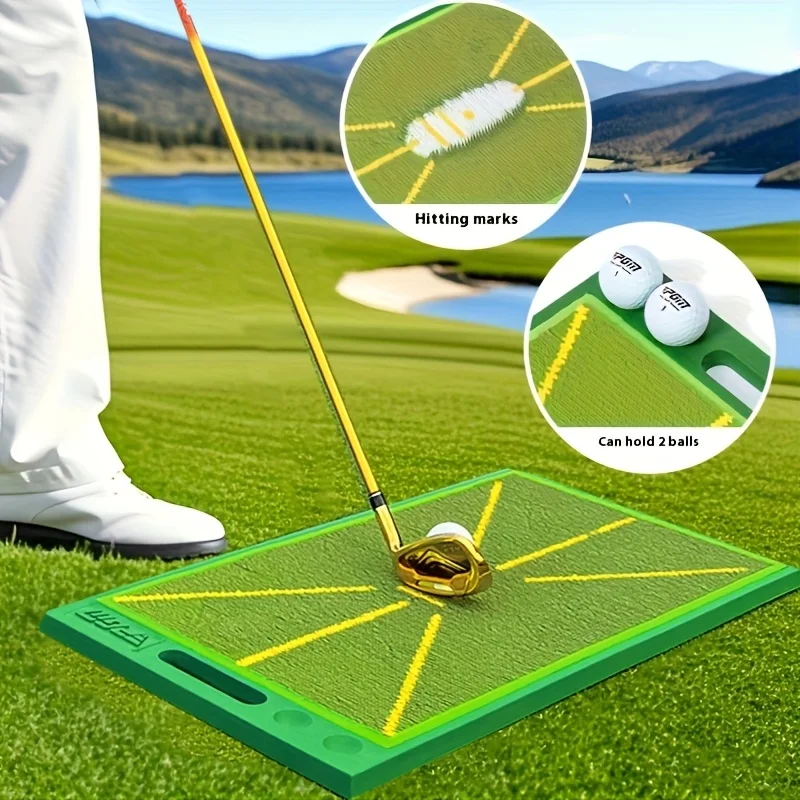 PGM61*31cm Golf Hitting Mat with Ball Trajectory Display, Glitter-Based Training Trace Detection Mat, DJD044