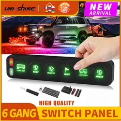 UNI-SHINE 4/6 Wireless Control Panel Auxiliary Circuit Control 12V 24V LED Switch Panel Fast Usb Charging For Pickup Truck 4x4