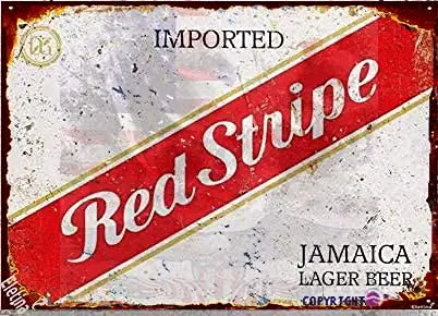 New Retro Metal Tin Sign|Red Stripe Jamaican Beer Sign|Home Club Bar Man Cave Garage Farm Wall Decorative Metal tin Sign 8x12 In