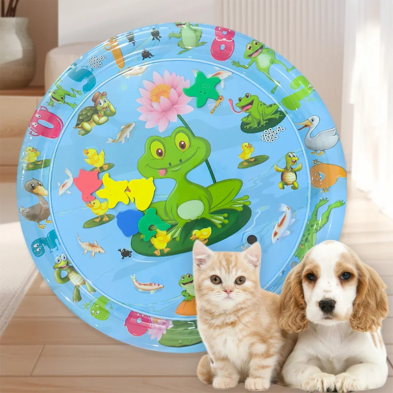 

Water Sensory Play Mat Thickened Inflatable Water Mat for Cat and Dog Pet Playmat with Fish Sea Ocean Theme Sensory Toy Water