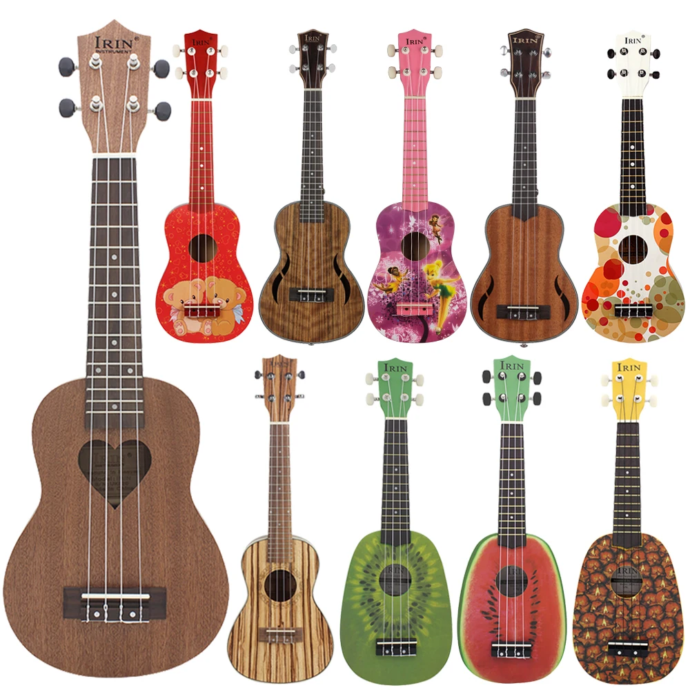 IRIN 21 Inch Solid Wood Ukulele Colored Hawaiian Guitar Set with Case Accessories Stringed Instruments Ukulele for Practice