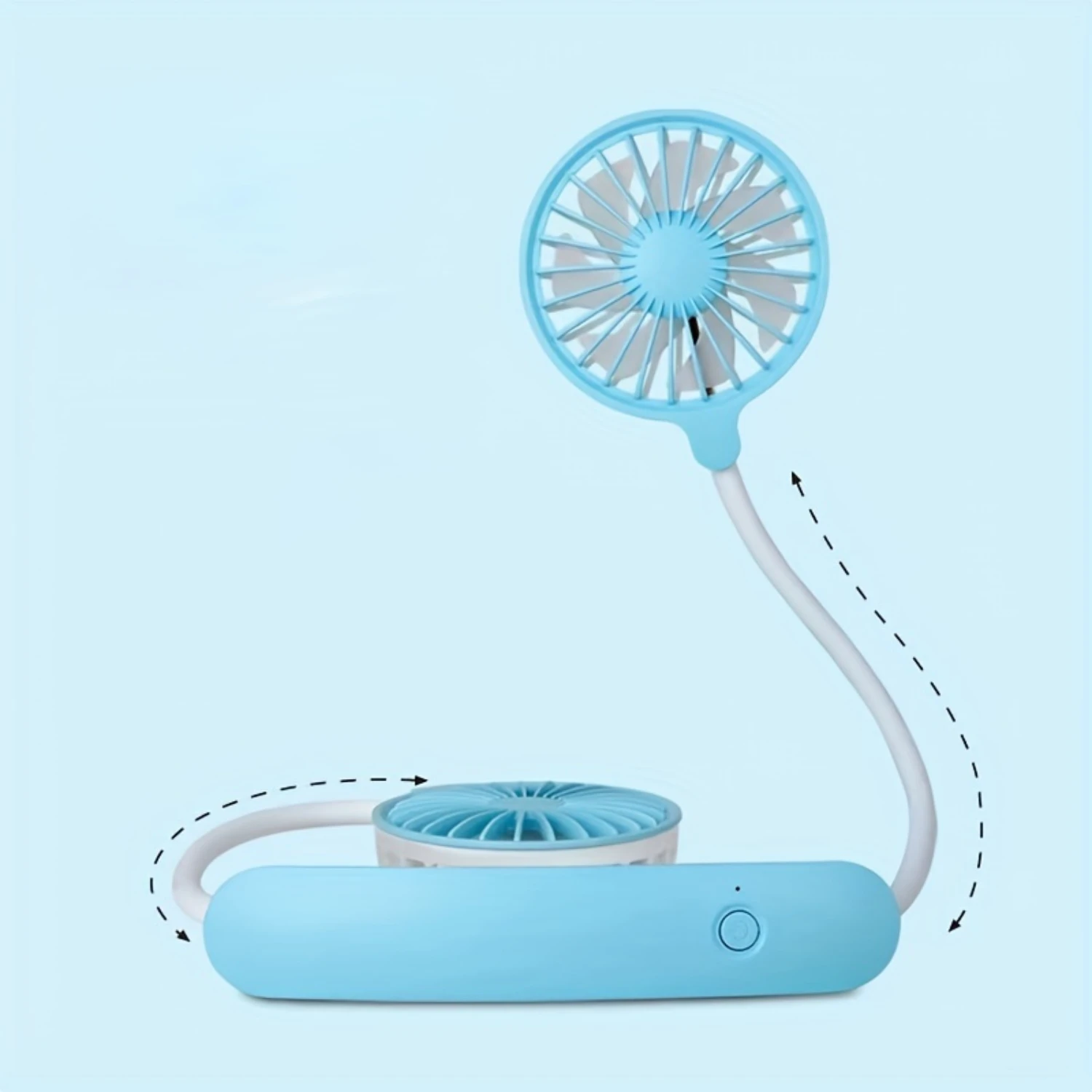 Mini ventilador portátil recarregável do pescoço, mãos-livres, compacto, USB recarregável, 36V, a pilhas de lítio, ideal para esportes