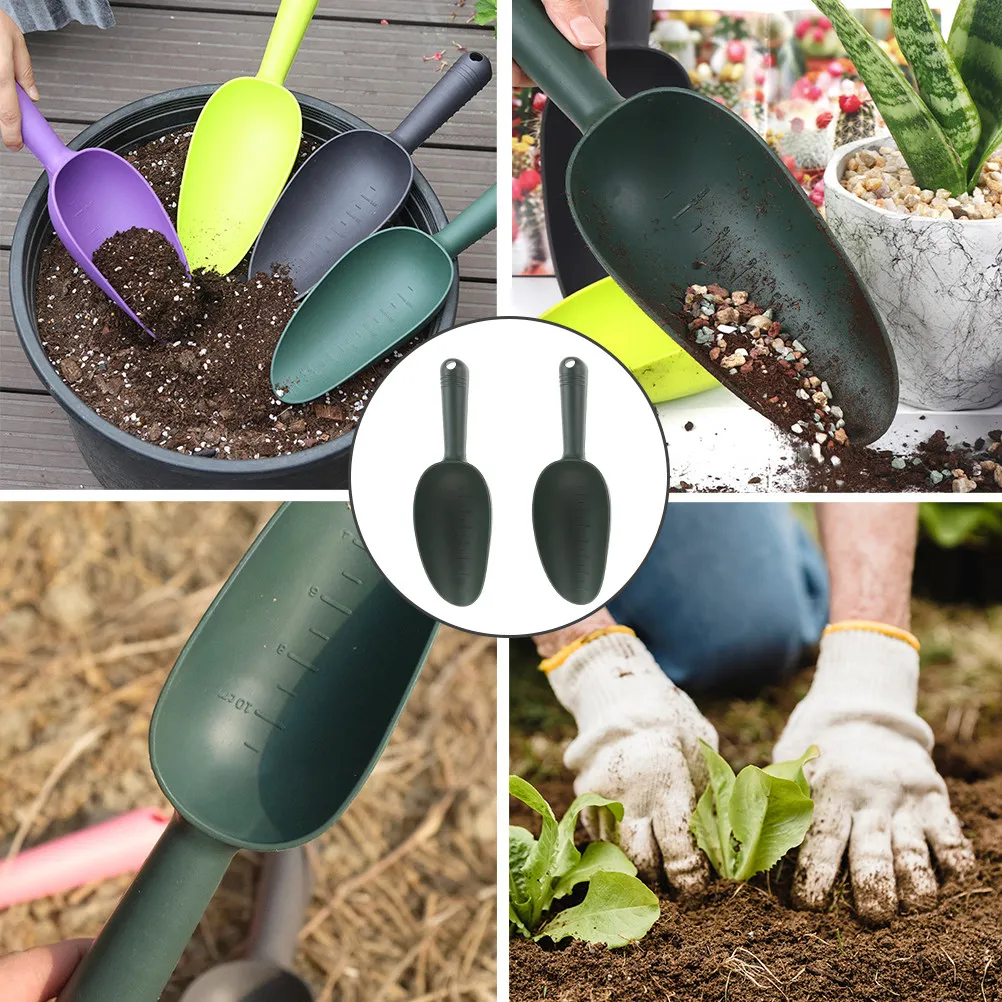 2Pcs Lightweight Plastic Soil Shovel Ergonomic Handle for Gardening Transplanting Weeding Planting Cultivating Balcony Home
