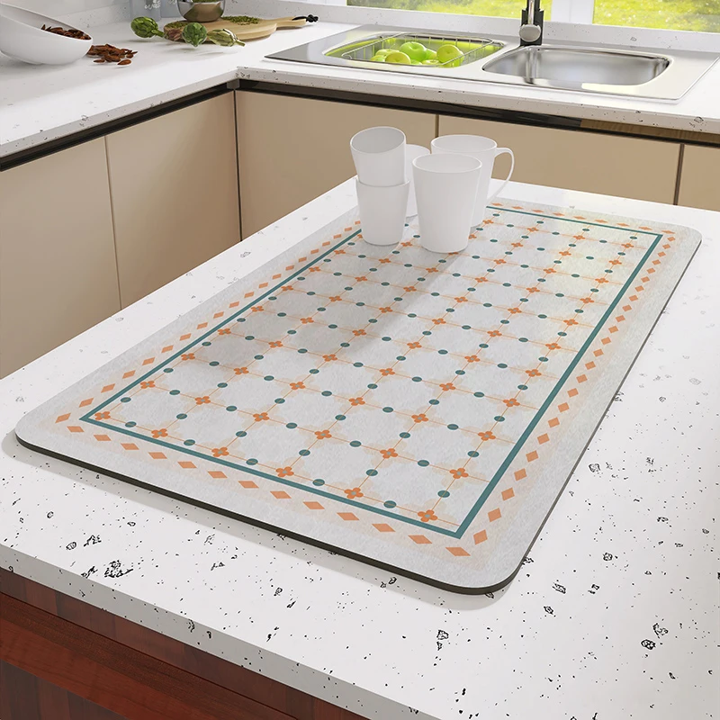 Diatom Mud Drain Pad Tableware Draining Pads Quick Dry Rug Kitchen Dinnerware Placemat Dish Drying Mat Bathroom Mat