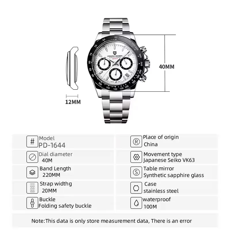PAGANI DESIGN V2 40MM Classic Quartz Multi Time Zone Chronograph Sapphire Glass thumbnail 6