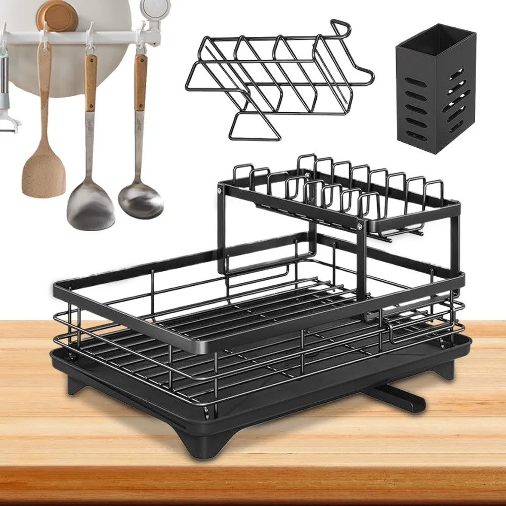 Expandable Kitchen Dish Rack 2 Tier Sink nizer for Cutlery ses & sils Space Saving Countertop Sto Solut for Efficient