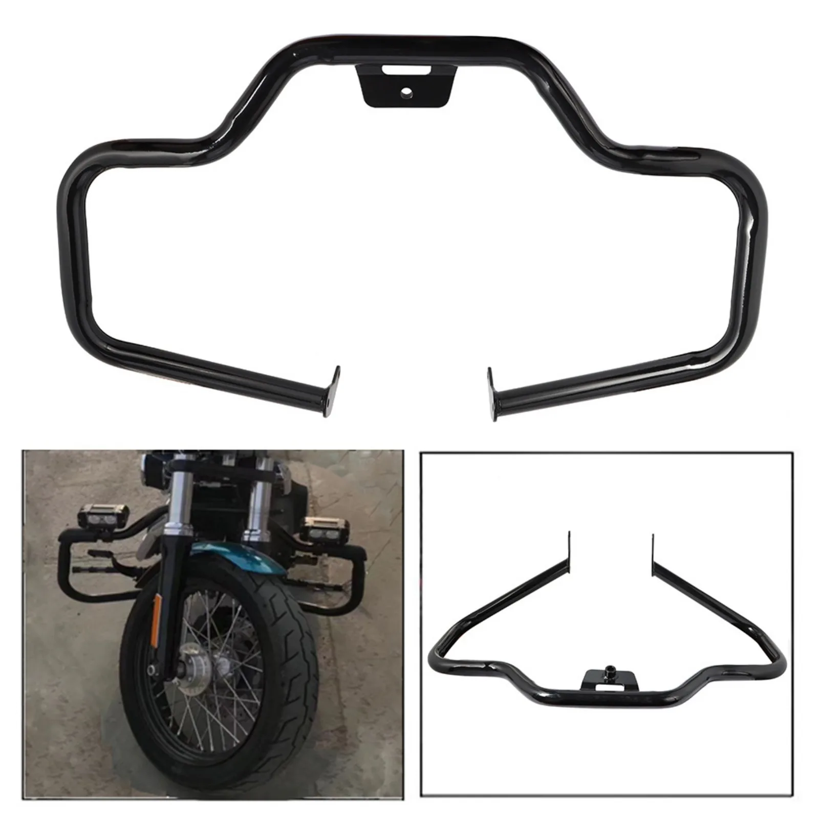 Black Mustache Engine Highway Guard Bar Fit For Harley Softail Fat Boy 2018-2023