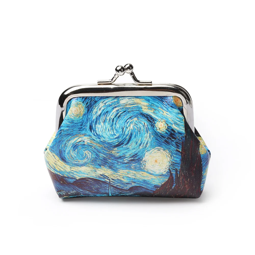 1pc Van Gogh Oil Painting Small Coin Purse, Landscape/Flower Pattern Coin Purse