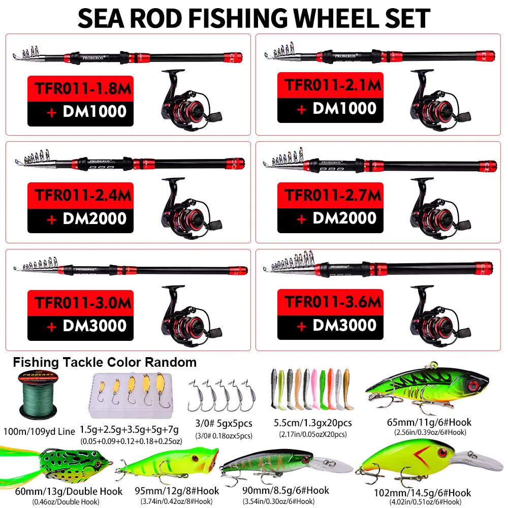 

Long Casting Sea Fishing Spinning Rod Reel Combo with Line and Rod Bag Complete Kit for Saltwater Freshwater Trout Bass