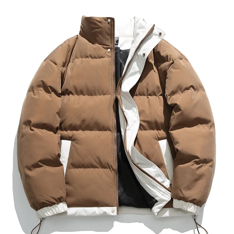 

Мужские зимние утолщенные теплые хлопковые парки, уличная модная мужская одежда с капюшоном, повседневная ветрозащитная уличная одежда с воротником-стойкой для мужчин