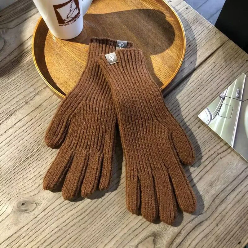 Fashion Touch Screen Knitted Gloves Girls Outdoor Winter Gloves Warm Riding Gloves Winterproof Warm Solid Color Open Fingers