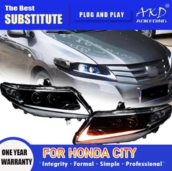 AKD Head Lamp for Honda CITY LED Headlight 2008-2014 Headlights CITY DRL Turn Signal High Beam Angel Eye Projector Lens