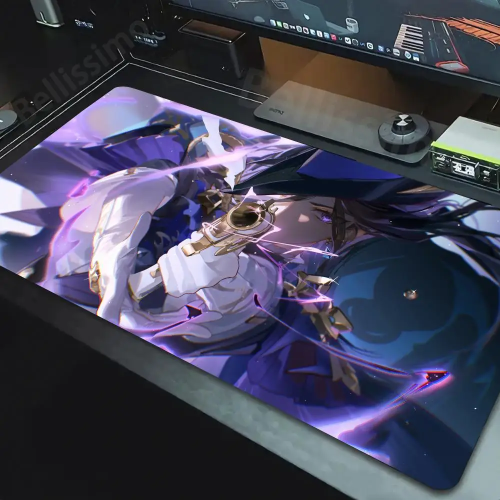 Genshin Impacto Grande Gaming Mouse Pad, LockEdge Mousepad, Tapete De Tabela, Mesa, Computador, Teclado, Lockedge