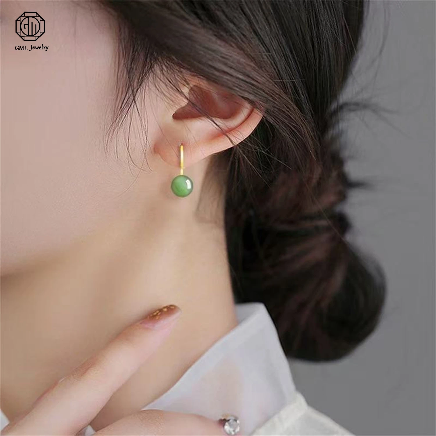 Natural Hetian Spinach Green Jade High Heel Earrings Women Elegant High End Drop Exquisite Hotan Jade Earrings Jewelry Gift