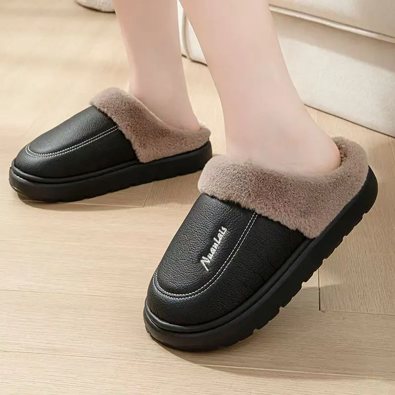 Winter Autumn Home Cotton Slippers With Waterproof Anti-slip Properties Filled With Fleece Providing Warmth Comfort Relaxation