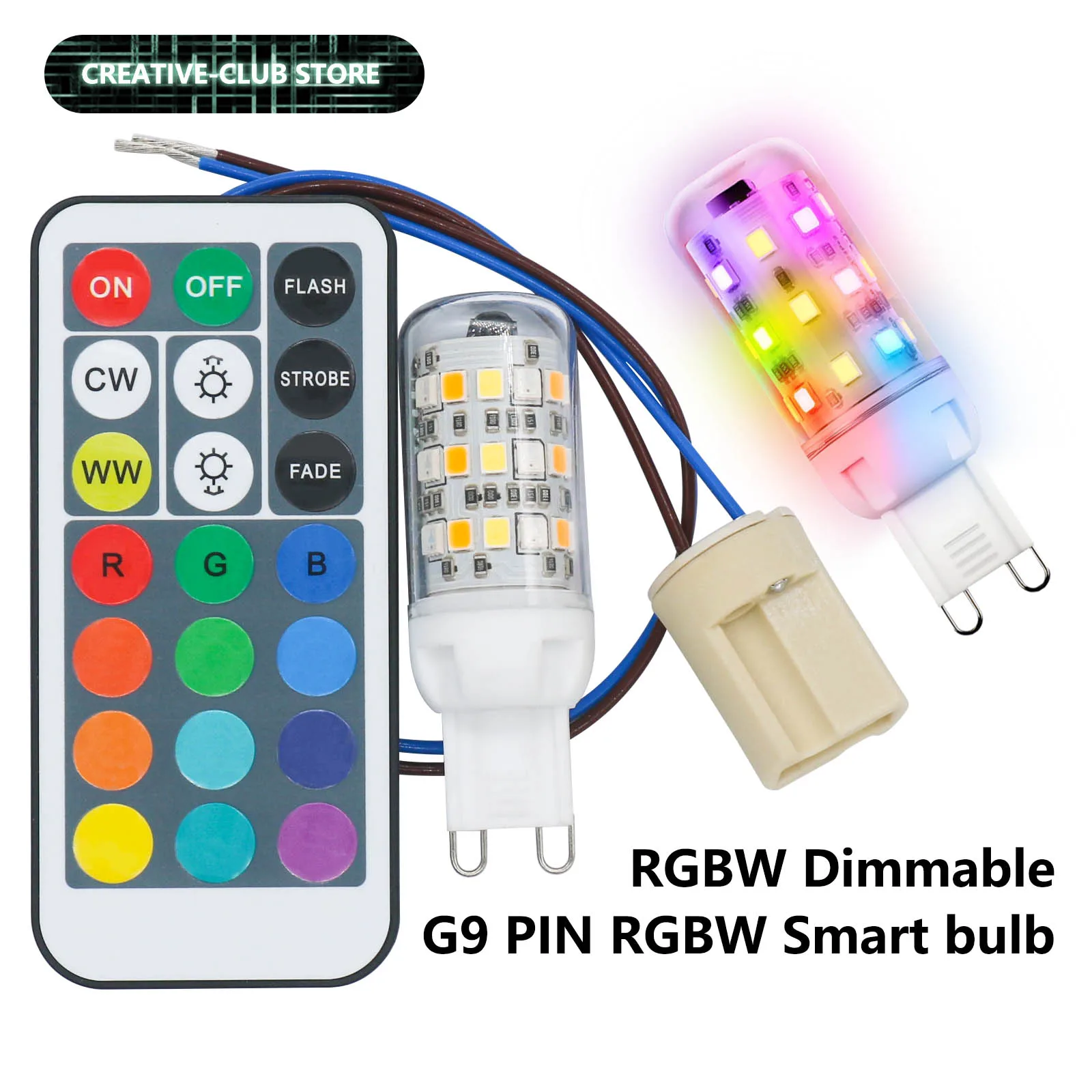 G9 LED Bulb Dimmable 12 Color RGB+Warm White 3000K Color Changing Sync and Memory with IR Remote Control AC100-240V DIY