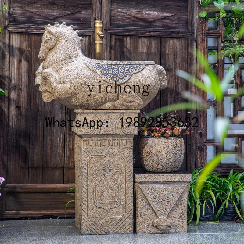 

H3-31 outdoor column wash basin New Chinese balcony Floor-to-ceiling outdoor courtyard wash basin