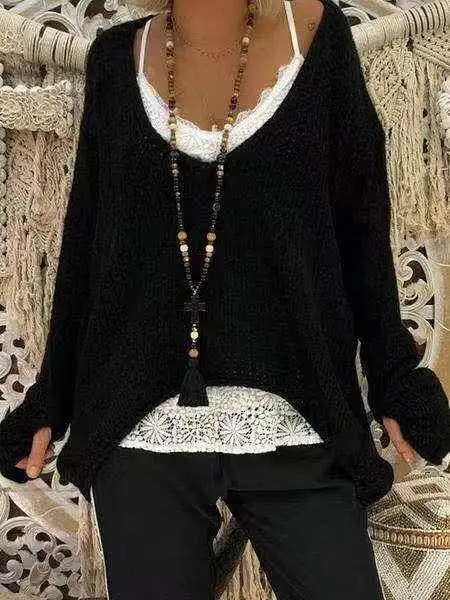 

Women's Color Blo Pullover T-irt Sweater Sanitary Dr Long Sve Wool Blend Fabric Profional Work orm Set