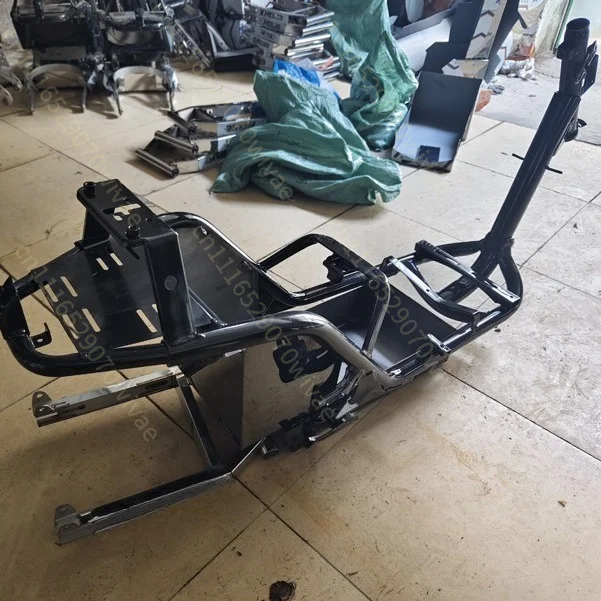 Electric motorcycle double extended frame maximizes integrated compartment split compartment with stainless steel flat fork
