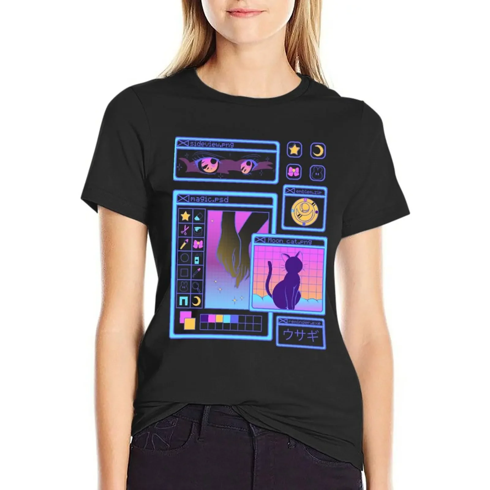 Moon and aesthetic T-Shirt summer tops aesthetic clothes hippie clothes womans clothing