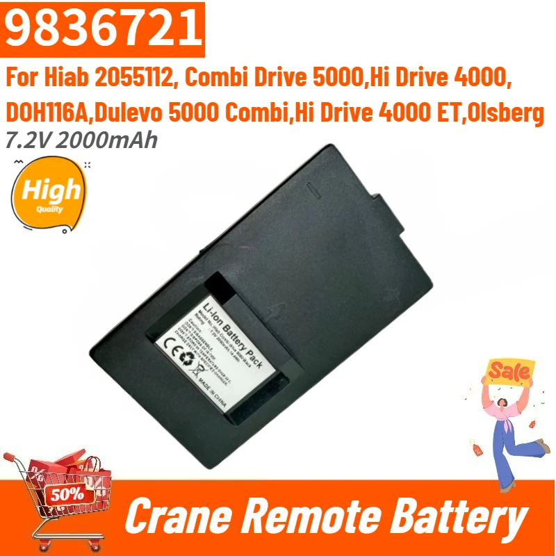 

High Quality 7.2V 2000mAh 9836721 Crane Remote Battery for Hiab Combi Drive 5000,Hi Drive 4000,Dulevo 5000 Combi, ET,DOH116A