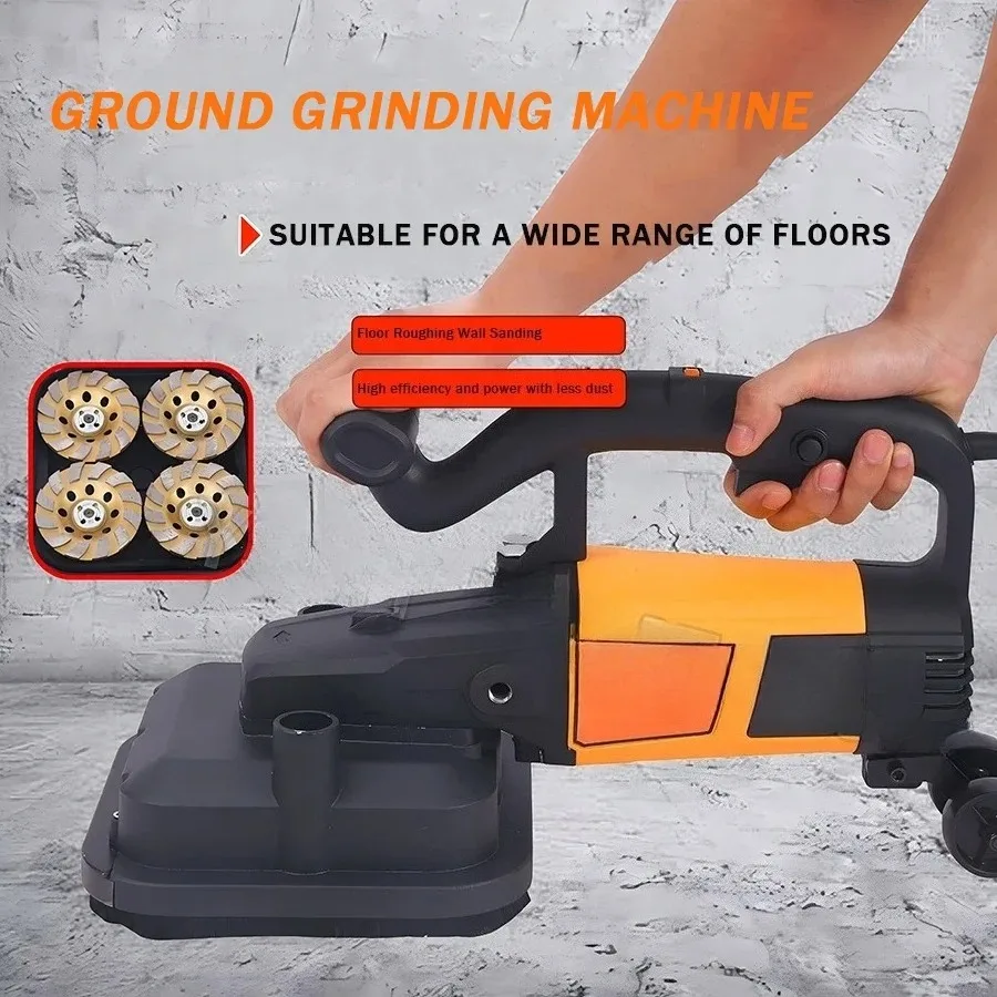 3800W Wall Grinding Machine Handheld Four-wheeled rough Dust-free Plasterer with Extension Rod walls concrete floors Polish tool