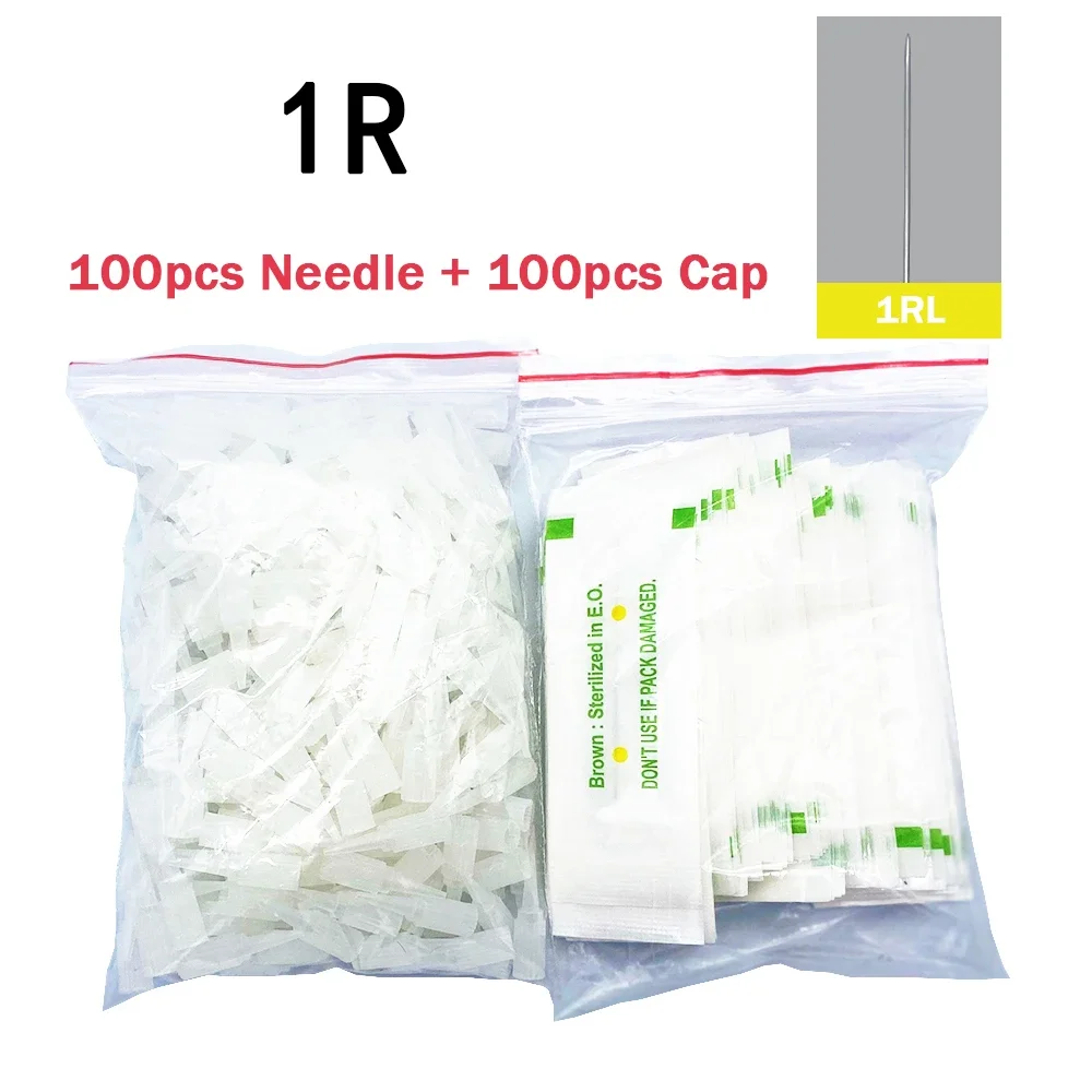100pcs Permanent Makeup Machine Eyebrow PMU Needles 1R/3R/5R/5F/7F + 100pcs Needle Tips Tattoo Needle Tattoo Set 1R/3R/5R/5F/7F