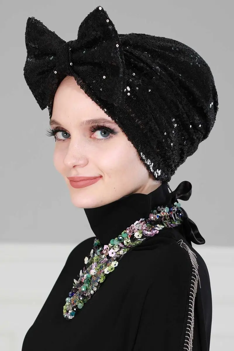 Nœud géant pailleté os noir