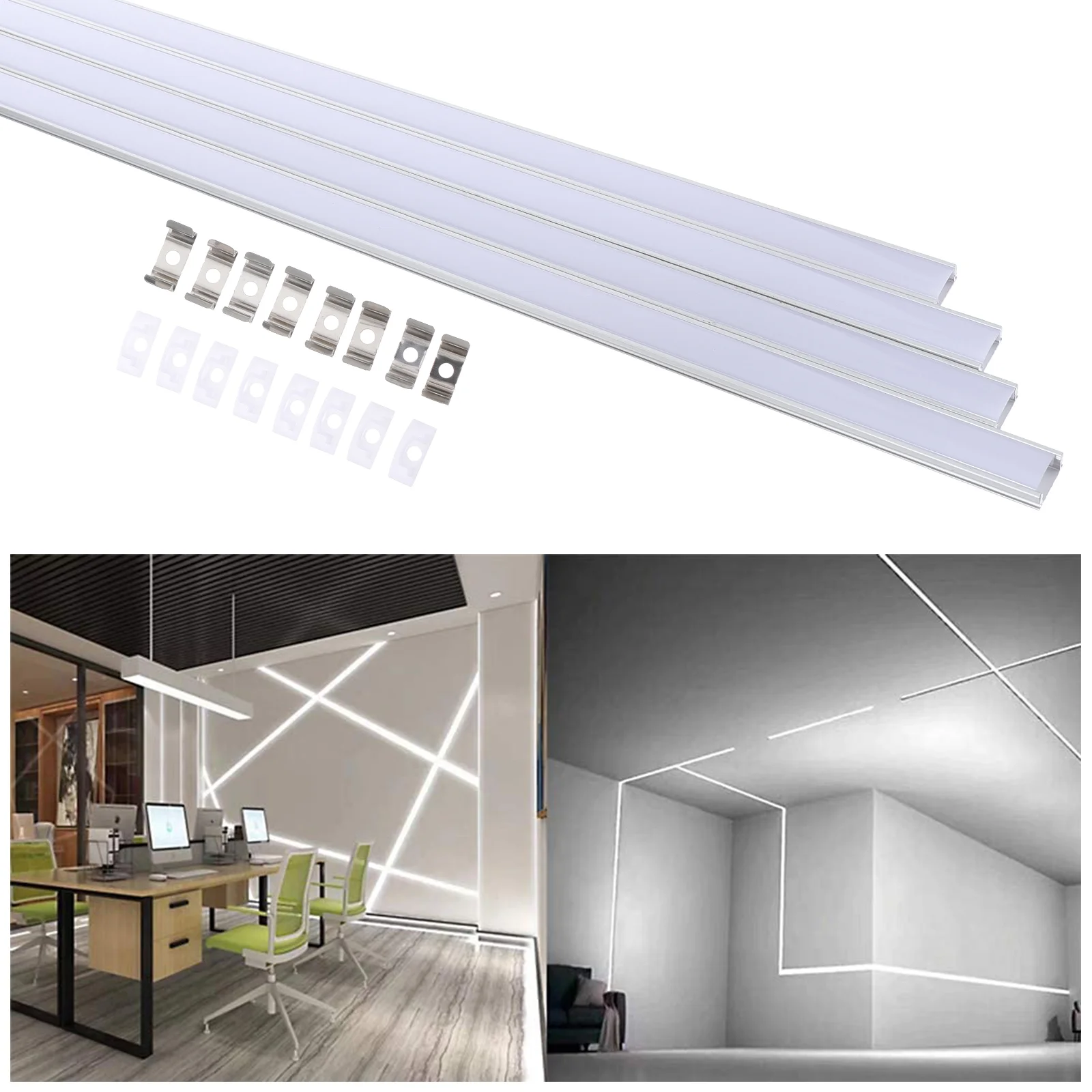 4 Sets Solar U-shaped Aluminum Groove Channel for Strip LED Lampshade Profile White Out Tape