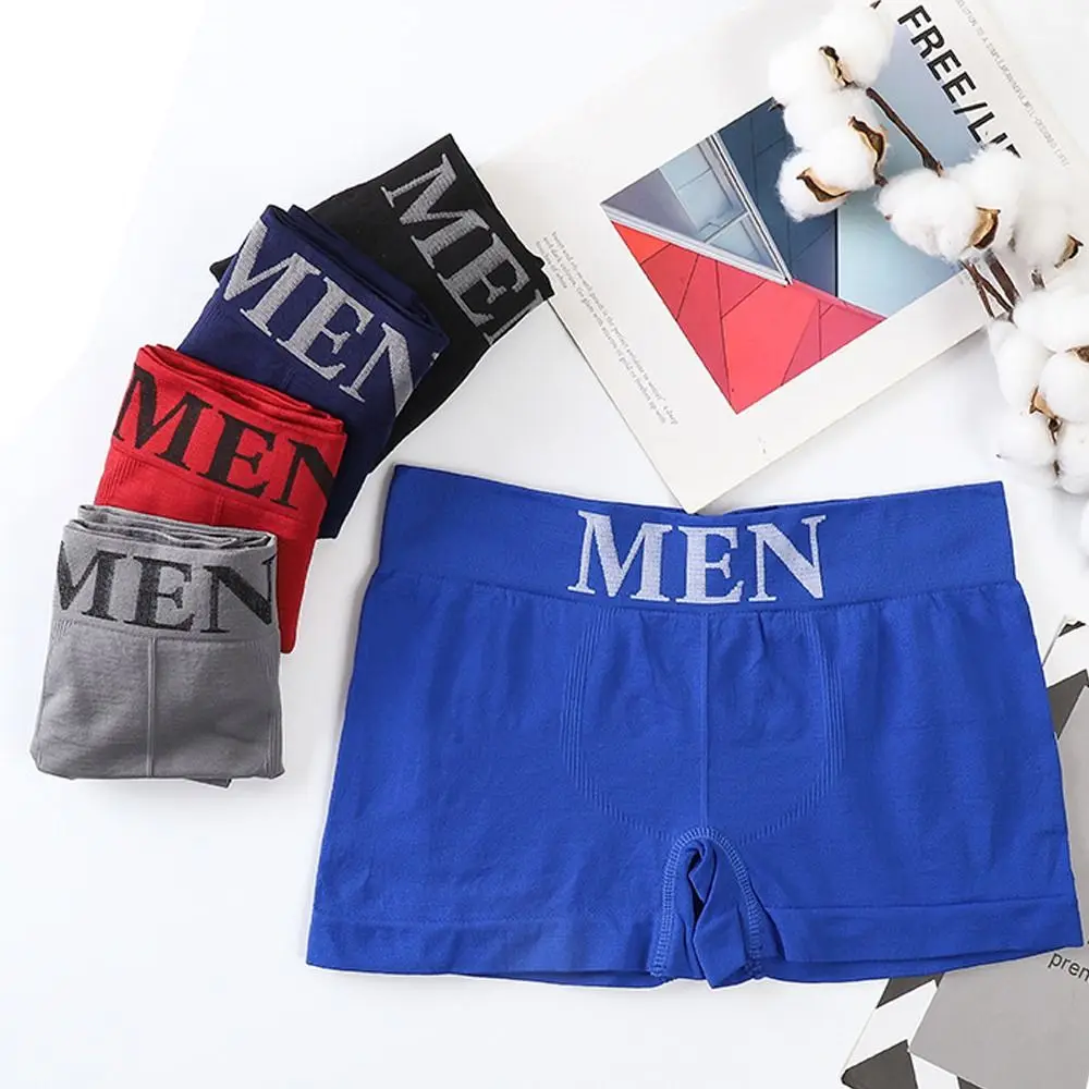 Fashion Polyester Men Boxer Briefs Breathable Seamless Seamless Underwear Elastic Waistband Boxer Trunks Men Clothing