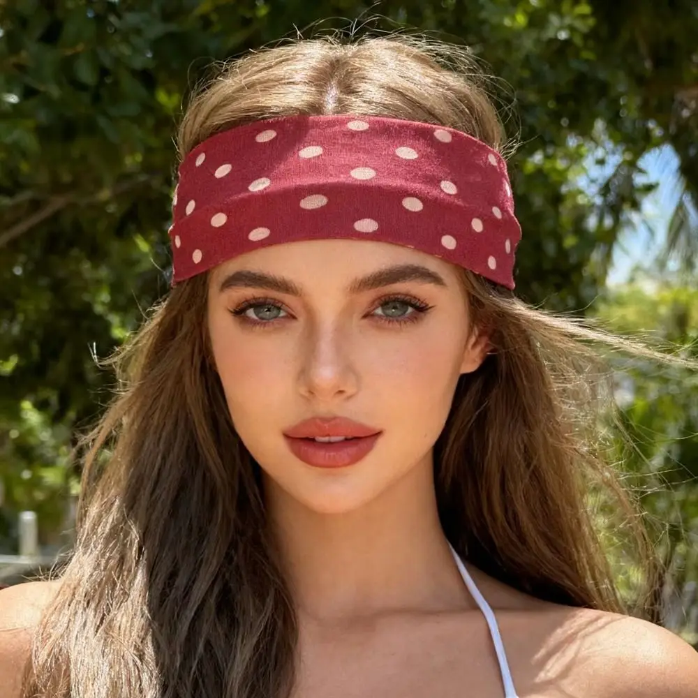 Durable Polka Dot Yoga Headband Elastic Hair Accessories Makeup Headband Sweat-absorbent Women's Hairband