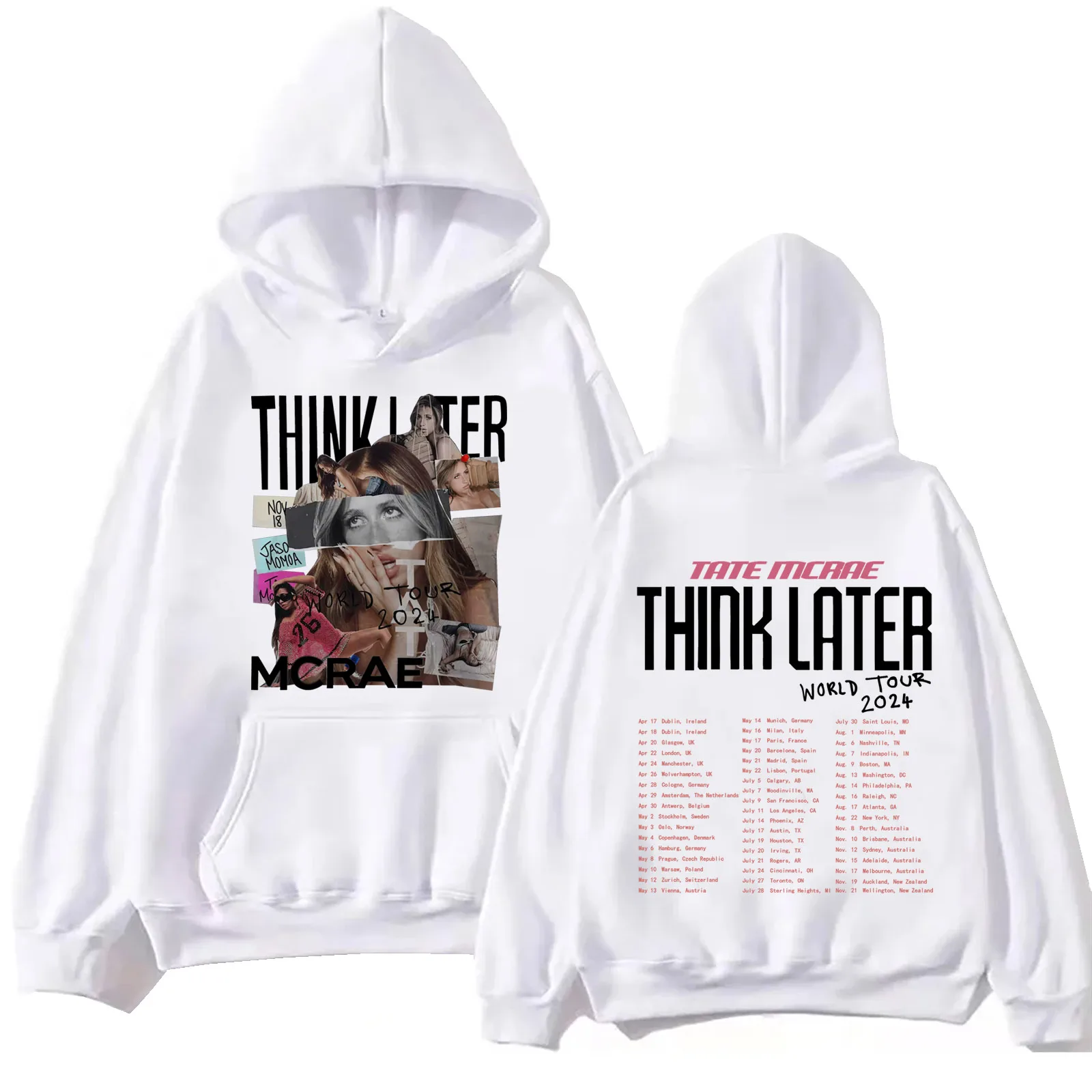 Tate Mcrae The Think Later World Tour 2024 Tour Hoodie Harajuku Hip Hop Pullover Tops Sweatshirt Music Fans Gift