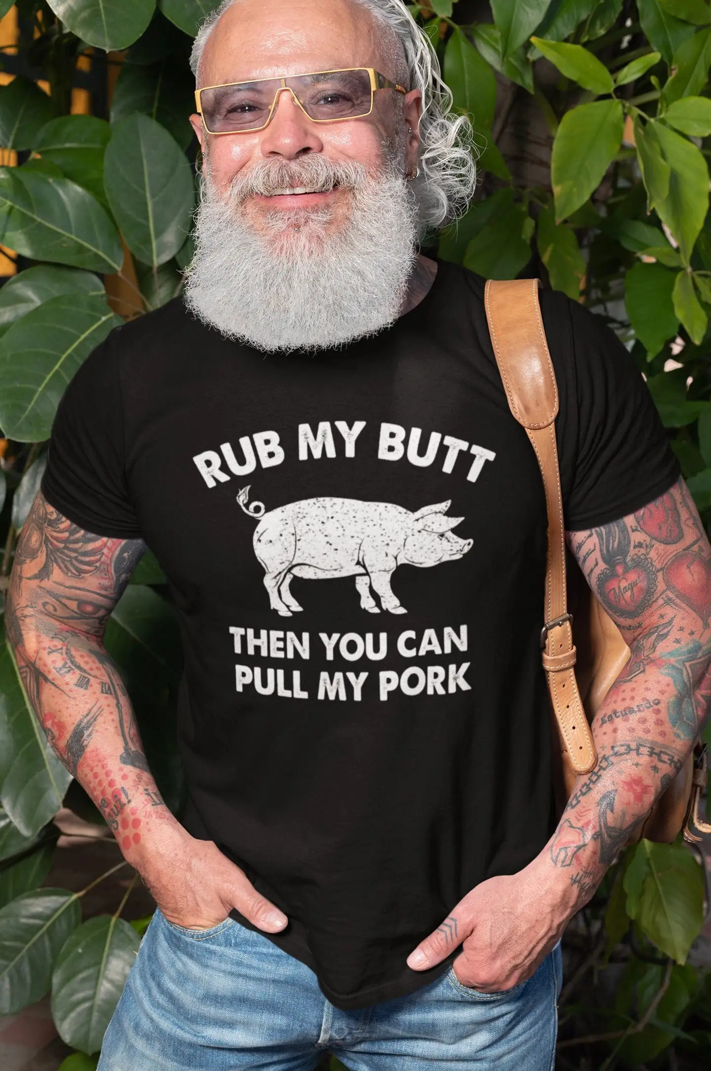 Rub My Butt T Shirt Funny Pork Vegetarian Cool For Men Bbq Barbecue Steak Meat Father'S Day