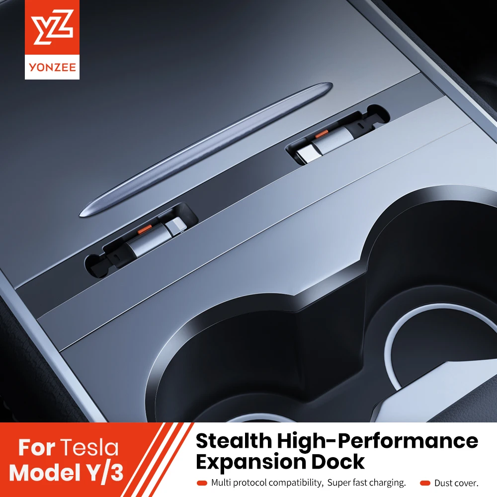 

Интеллектуальная док-станция YZ для быстрого зарядного устройства Tesla 54 Вт, USB-шунтирующий концентратор для модели 2023 года 3, модель Y, центральный разветвитель управления
