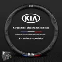 Protector de cuero y fibra de carbono para volante de coche, para KIA K5 K9 Sorento Ceed Sportage Carnival Stinger Forte Niro Cadenza Soul EV6