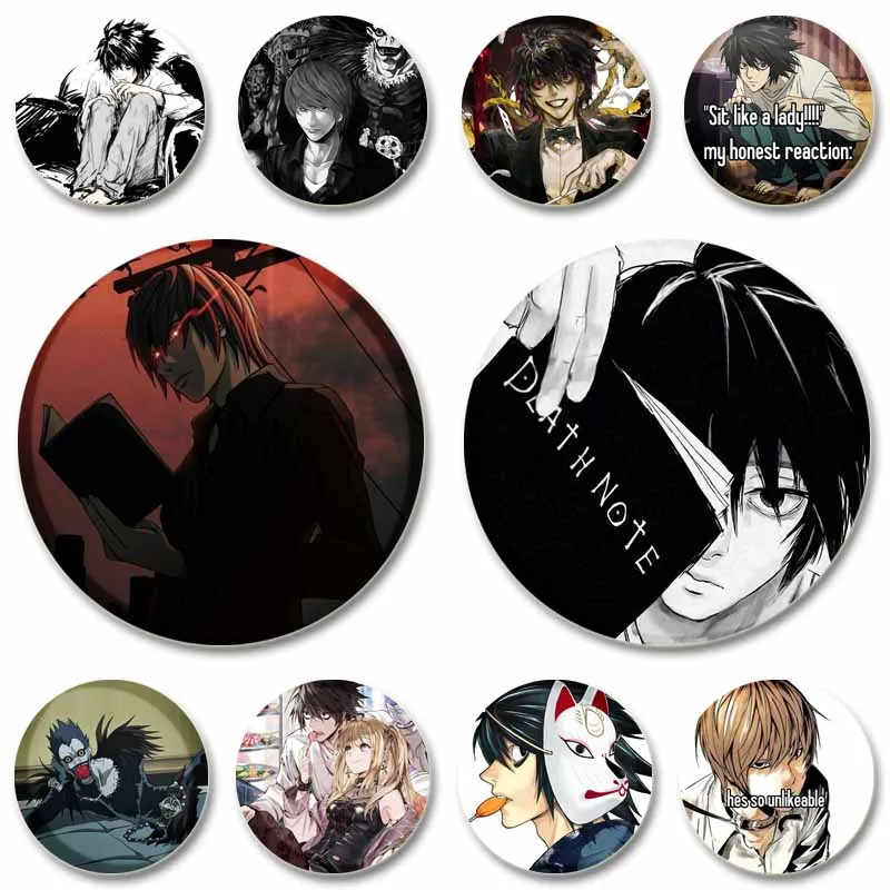 Cute Cartoon Death Note Enamel Brooch on Backpack Creative L Misa Light Nate Funny Lapel Pin Shirt Hat Badge Gift for Kid Friend